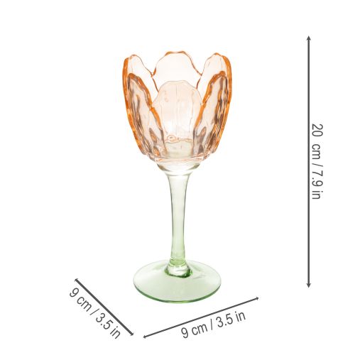 Product Tulip-shaped glass tealight holder, vintage style, romantic home decoration, 20cm
