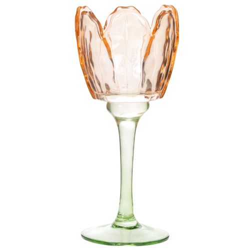Product Tulip-shaped glass tealight holder, vintage style, romantic home decoration, 20cm