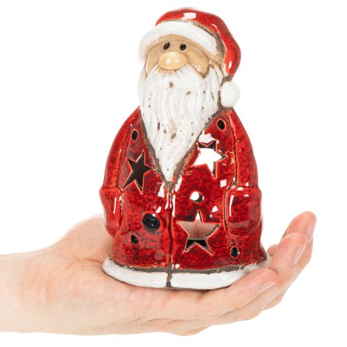 Santa Claus decorative figure as a tealight holder with stars, table decoration, 15cm buy online | Floristik24.co.uk