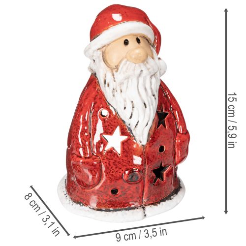 Santa Claus decorative figure as a tealight holder with stars, table decoration, 15cm | Floristik24.co.uk