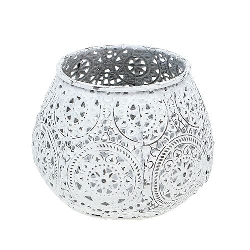 Floristik24 White lantern with pattern Ø10cm H8cm 1pc
