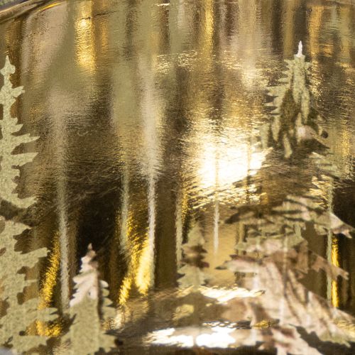 Glass Candle Holder with Winter Pine Motif, 8cm, Set of 2 | Floristik24.co.uk