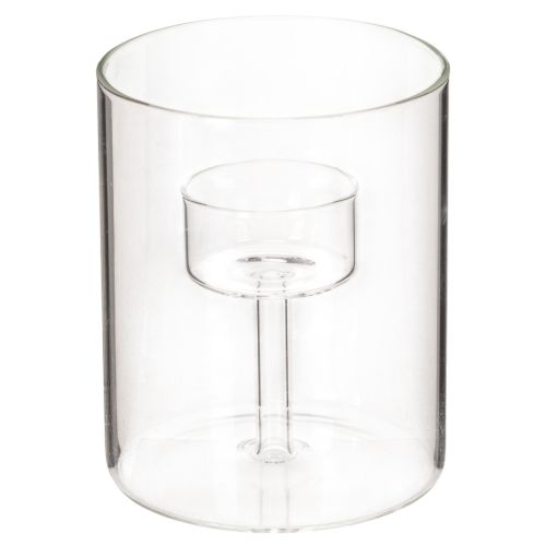 Glass Tealight Holder with Elevated Candle Stand, Transparent, 11cm buy online | Floristik24.co.uk