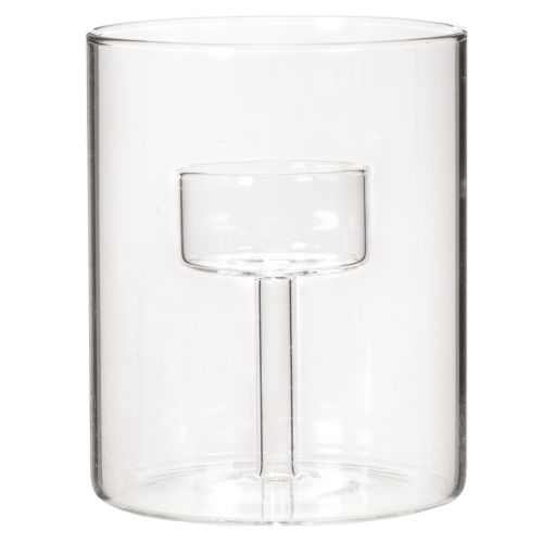 Glass Tealight Holder with Elevated Candle Stand, Transparent, 11cm | Floristik24.co.uk