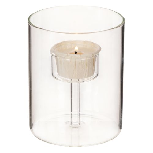 Glass Tealight Holder with Elevated Candle Stand, Transparent, 11cm | Floristik24.co.uk