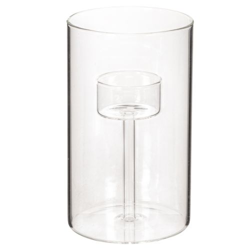 Glass Candle Holder with Insert for Pillar Candles 15cm - Set of 2