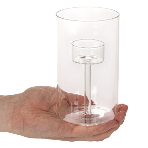 Glass Candle Holder with Insert for Pillar Candles 15cm - Set of 2 | Floristik24.co.uk