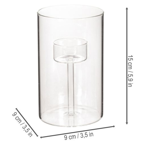 Glass Candle Holder with Insert for Pillar Candles 15cm - Set of 2 | Floristik24.co.uk