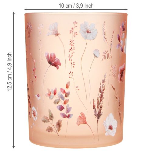 Product Decorative glass lantern with floral motif for stylish home accents, 12.5cm, 2 pieces