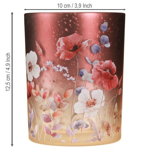 Product Decorative glass lantern with floral design for elegant home accents, 12.5cm, 2 pieces