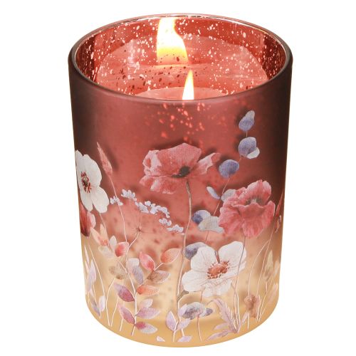 Product Decorative glass lantern with floral design for elegant home accents, 12.5cm, 2 pieces