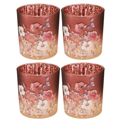 Product Elegant candle holder with floral motifs for atmospheric room design, 8cm, 4 pieces.