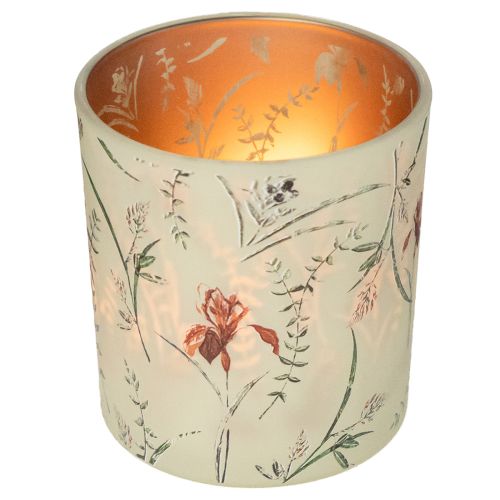 Product Decorative glass lantern with floral motif for atmospheric home accents, 8cm, 4 pieces.