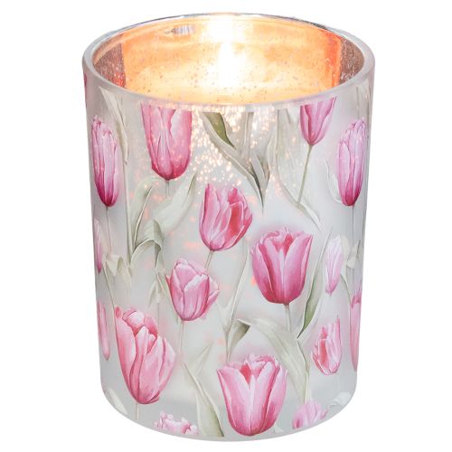 Product Elegant tulip-motif lantern for atmospheric spring decoration, 12.5cm, 2 pieces.