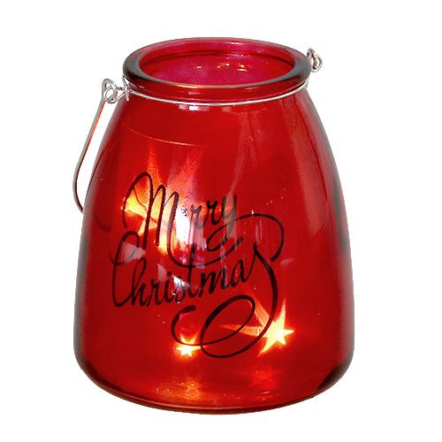 Floristik24 Lantern with lighting Red Ø12cm H14,5cm