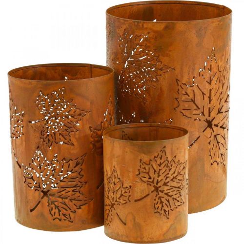 Product Autumn decoration lantern rust look H20/15/10cm set of 3