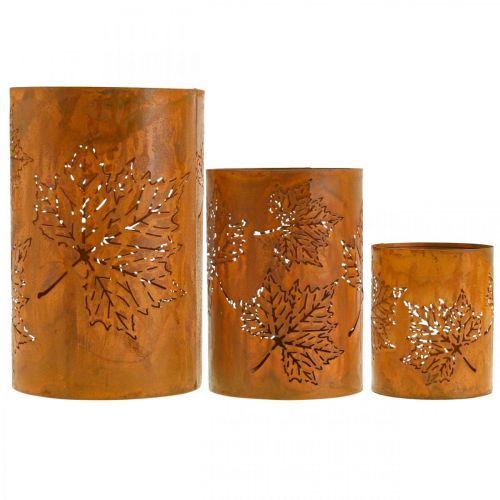 Product Autumn decoration lantern rust look H20/15/10cm set of 3