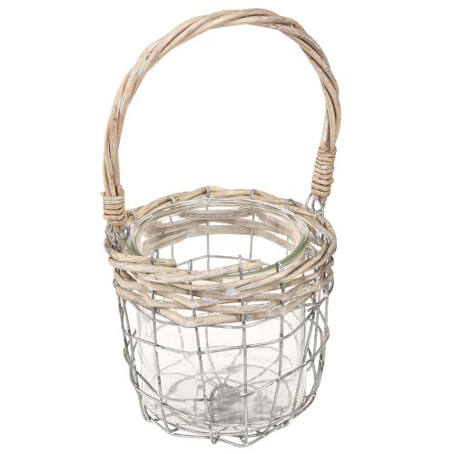 Floristik24 Lantern for hanging glass metal willow Ø14.5cm 2pcs