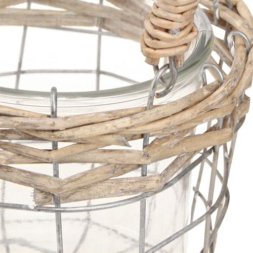 Product Lantern for hanging glass metal willow Ø14.5cm 2pcs