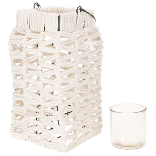 Hanging lantern, summer decoration, lantern, macramé H35.5cm W19cm | Floristik24.co.uk