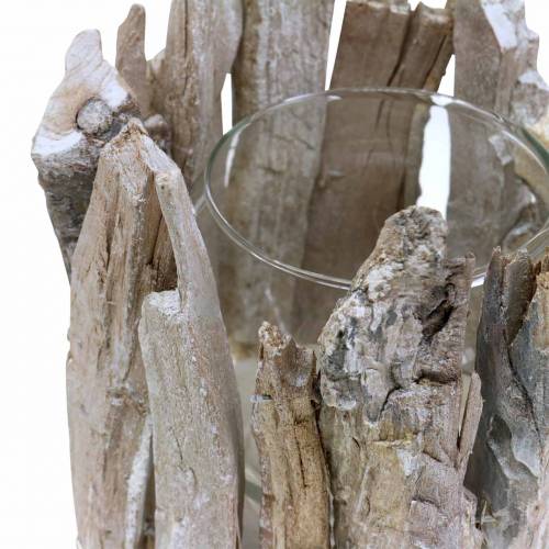 Floristik24 Lantern wood white washed Ø14cm H14cm