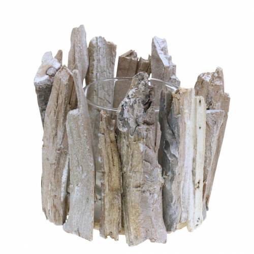 Floristik24 Lantern wood white washed Ø14cm H14cm