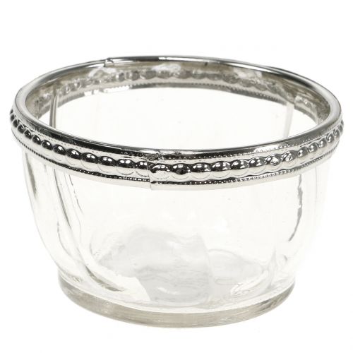 Floristik24 Tealight glass antique with metal edge Ø7cm H4cm