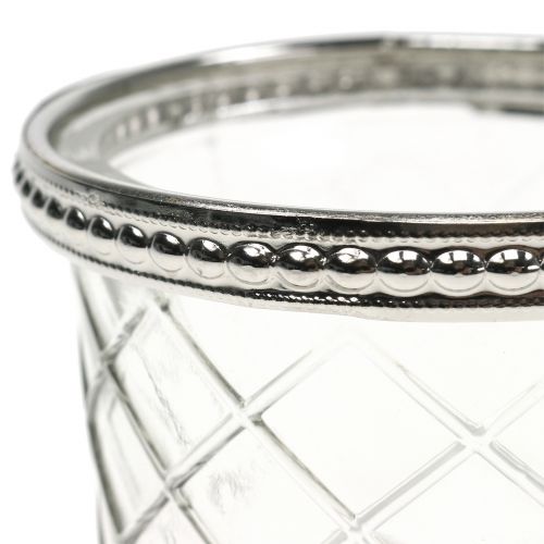 Floristik24 Tealight glass diamond with metal rim Ø8cm H5.5cm 4pcs