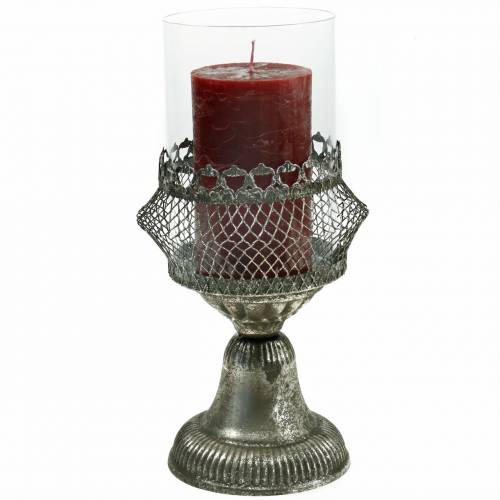 Floristik24 Lantern antique glass and metal Ø14cm H27cm