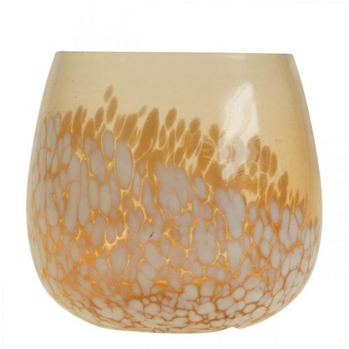Product Lantern glass tealight holder glass decoration brown white Ø8cm 4pcs