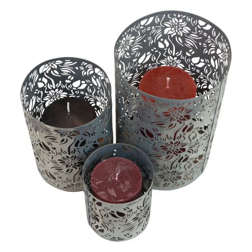 Product Lantern decoration metal garden gray H10/15/20cm set of 3