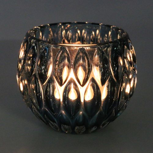 Floristik24 Glass Lantern Dark Blue Ø11.5cm H9cm