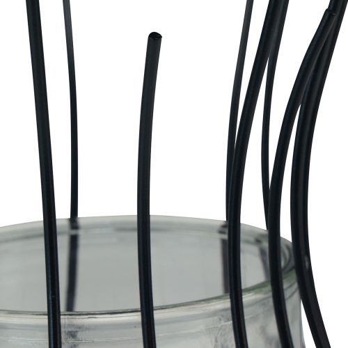 Product Lantern glass metal decoration black goblet Ø17cm H27cm
