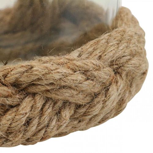 Product Lantern glass natural fiber hemp braided Ø13cm H10cm