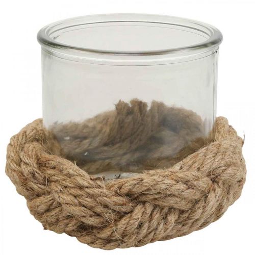 Floristik24 Lantern glass natural fiber hemp braided Ø13cm H10cm