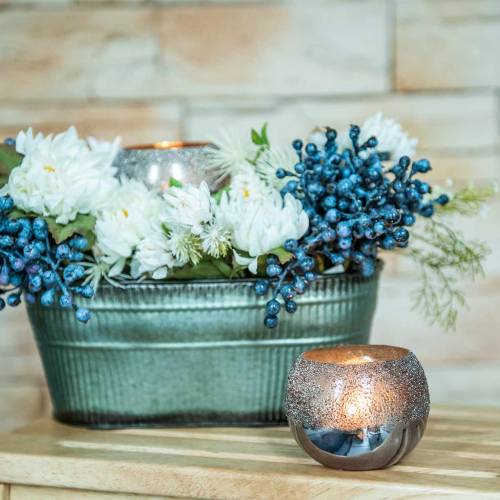 Product Lantern glass silver Ø8.5cm H6.5cm 4pcs