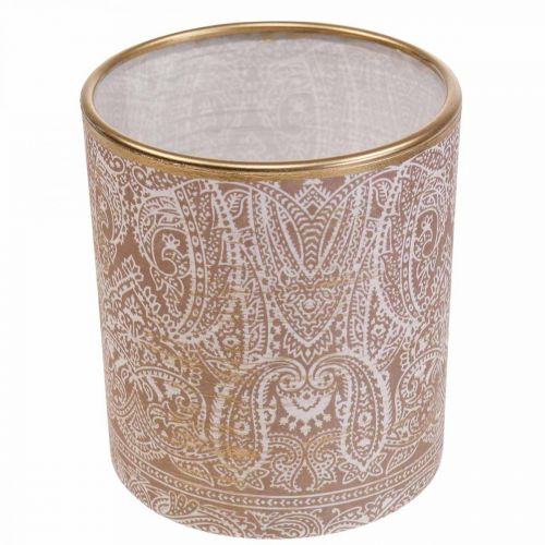 Product Lantern Glass Tea Light Holder Paisley Pattern Ø8cm H9cm 2pcs