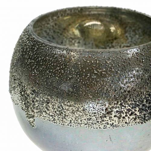 Floristik24 Lantern glass silver Ø8.5cm H6.5cm 4pcs