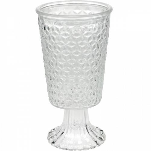 Lantern glass with base clear Ø10cm H18.5cm table decoration | Floristik24.co.uk