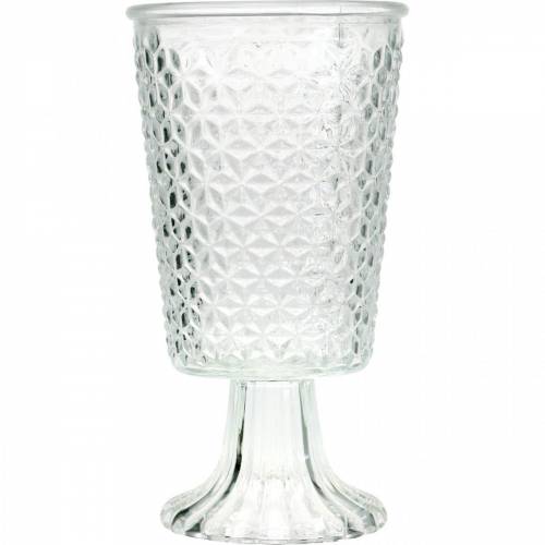 Lantern glass with base clear Ø10cm H18.5cm table decoration | Floristik24.co.uk