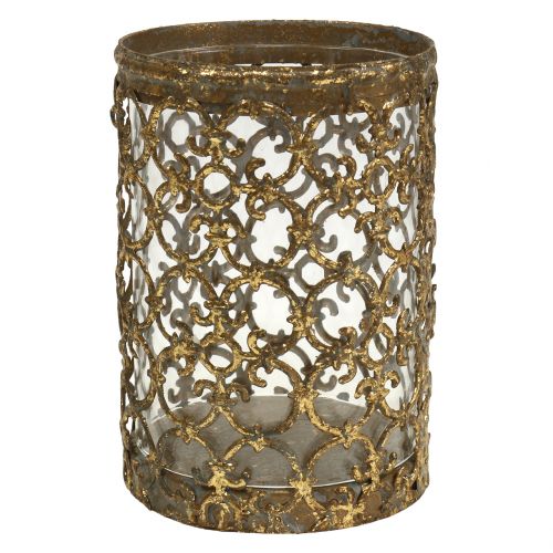 Floristik24 Lantern antique gold Ø10.5cm H14.5cm 1p