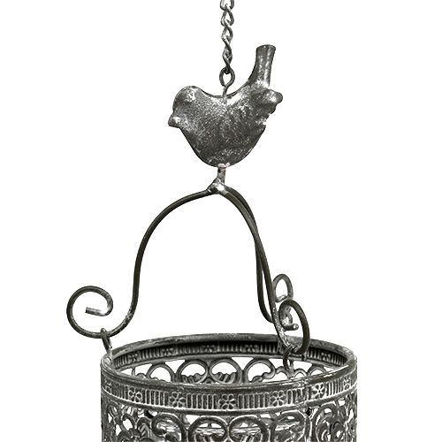 Floristik24 Hanging lantern gray Ø8,5cm H8,5cm
