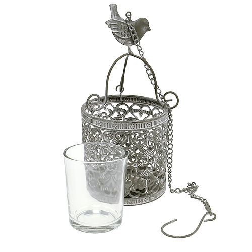 Floristik24 Hanging lantern gray Ø8,5cm H8,5cm