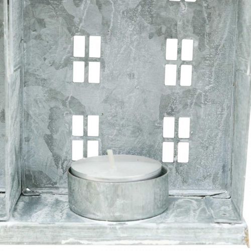 Product Window decoration Christmas, lantern, diorama house row, metal decoration silver Shabby Chic L20cm H20cm