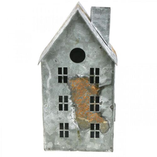 Floristik24 Lantern house metal shabby chic white washed, rust H20cm