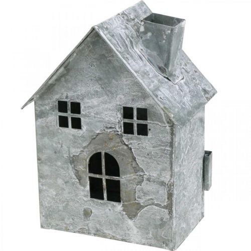 Floristik24 Lantern house metal, shabby chic, Christmas decoration, white washed, antique look H14.5cm
