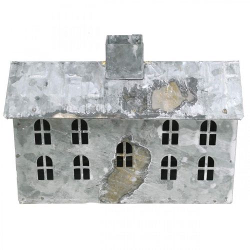 Floristik24 Lantern house metal, decoration for Christmas, shabby chic, white washed, antique look H12.5cm L17.5cm