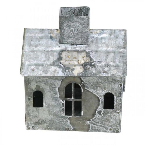 Floristik24 Lantern house metal shabby chic white washed, rust H11cm