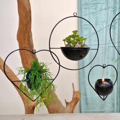 Floristik24 Lantern heart metal 38cm tea light holder for hanging with glass