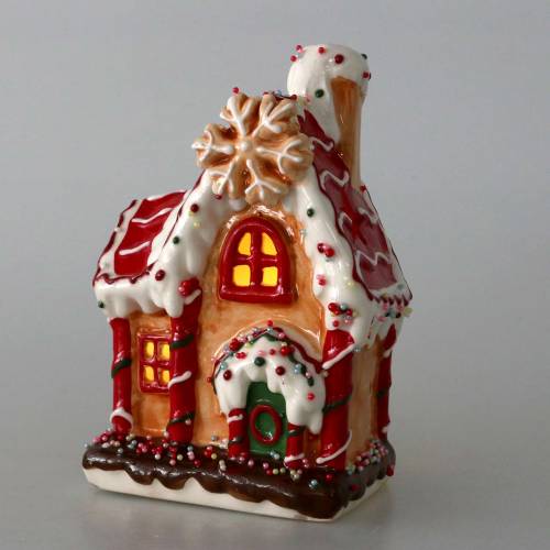 Floristik24 Lantern Knusperhaus Bisquit, white H16cm